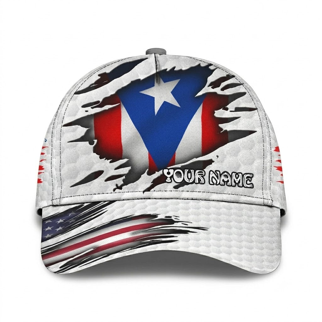 Puerto Rico Flag Custom Name Baseball Cap, Personalized Puerto Rico Pride Cap Hat 3D Printed CP0723