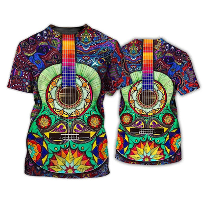 Amazing Hippie Painting 3D Tshirt, Hippie Shirts For Men And Women, Unisex Hippie Shirt, Hippie Classic Guitar Shirt TO0692