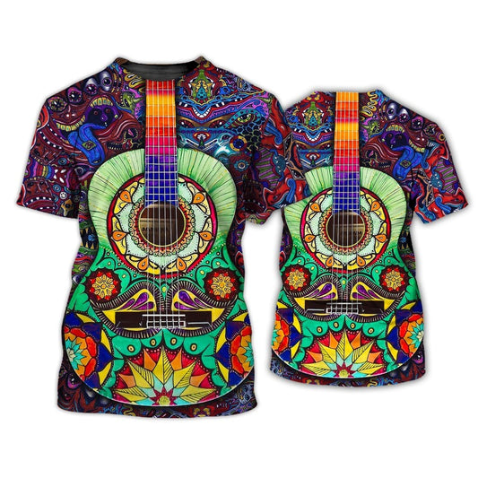 Amazing Hippie Painting 3D Tshirt, Hippie Shirts For Men And Women, Unisex Hippie Shirt, Hippie Classic Guitar Shirt TO0692