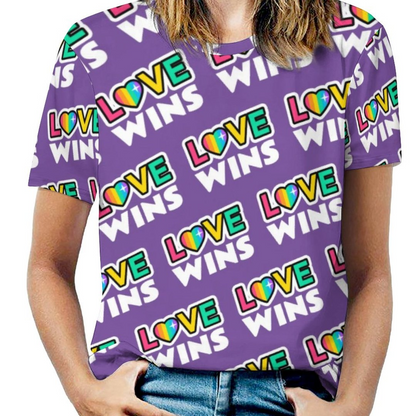 Pride Lgbtq Love Wins Rainbow Purple Short Sleeve Shirt Women Plus Size Blouse Tunics Tops LO0912