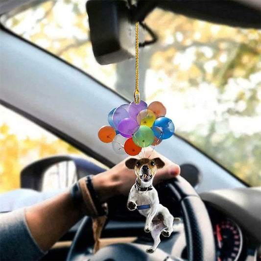 Jack Russell Terrier Dog Fly With Bubbles Car Hanging Ornament Dog Ornament Lasfour OO0786