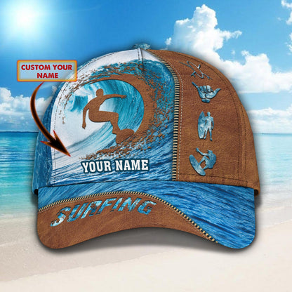 3D Classic Cap Surfing Personalized Name Cap Lasfour CA0894