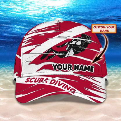 3D Classic Cap Scuba Diving 2 Personalized Name Cap Lasfour CA2315