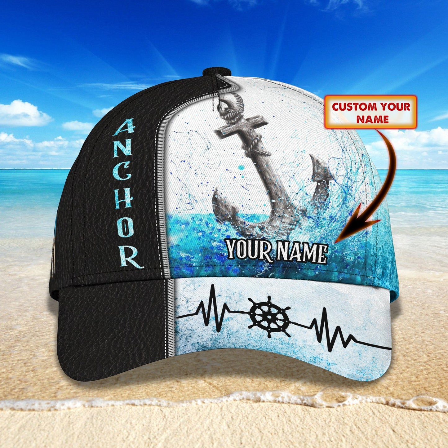 3D Classic Cap Anchor Personalized Name Cap Lasfour CA1640