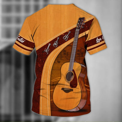 Love Guitar 3D Shirt, Acoustic Guitar Personalized Name 3D Tshirt TO0809