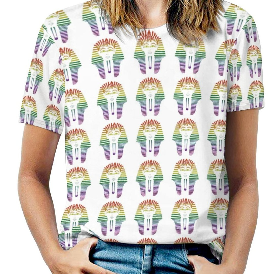 Rainbow Gay Lgbtq Pride Month Egyptian Pharaoh Short Sleeve Shirt Women Plus Size Blouse Tunics Tops LO0911