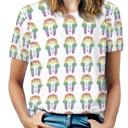 Rainbow Gay Lgbtq Pride Month Egyptian Pharaoh Short Sleeve Shirt Women Plus Size Blouse Tunics Tops LO0911