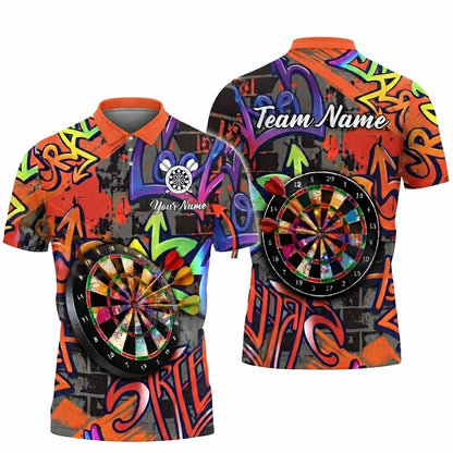 Custom Graffiti Colorful Darts Polo Shirt For Men, Custom Team Graffiti Dart Shirt DZ0176