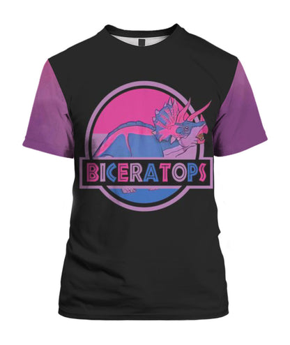 Bi Sexual 3D All Over Print Shirt Bi Pride Gifts Lgbt 3D Bi Tee Shirt, Gift For Bisexual Friend, Biceratops Rhinoceros 3D Tshirt LO0942