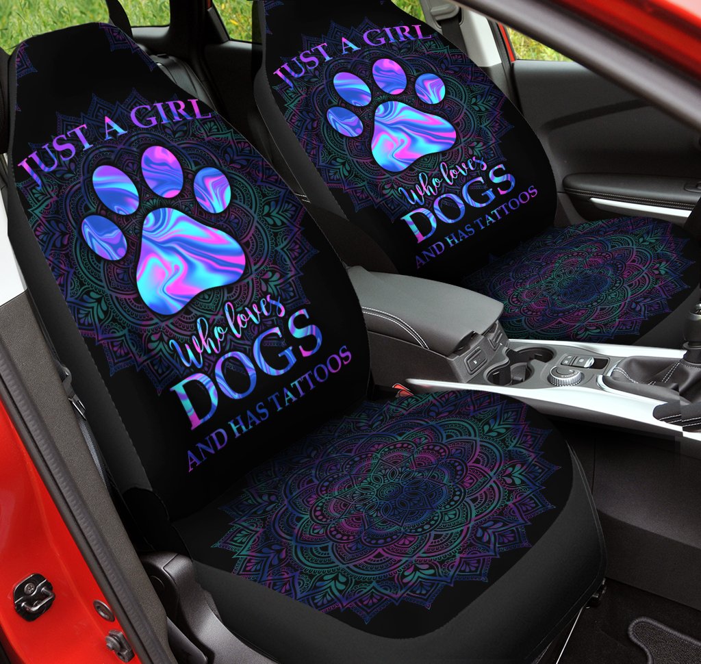 Girl A Girl Loves Dogs Allover Print Front Car Seat Covers SO0316