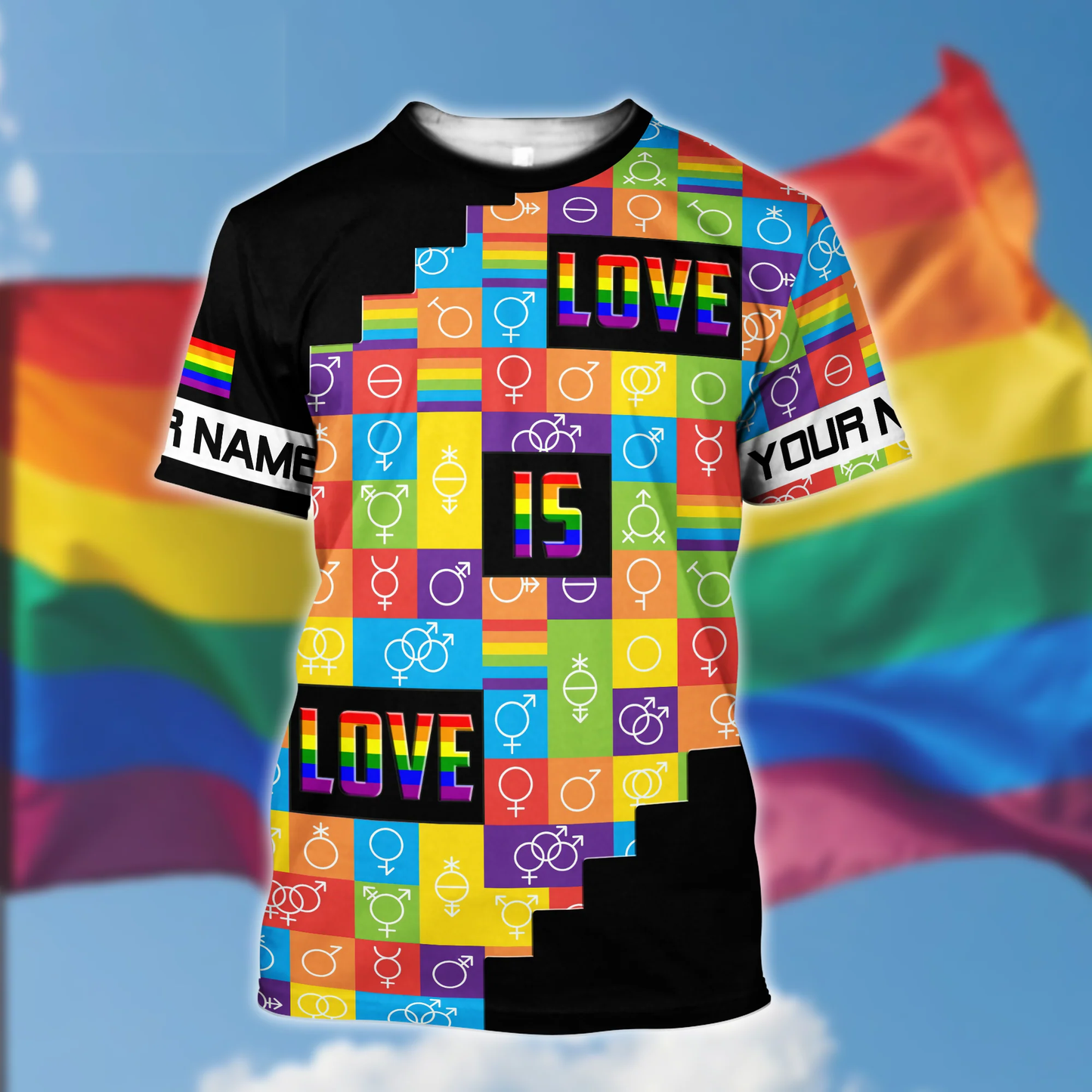 Lasfour Personalized LGBT Gender Symbols Love is love 3D Printed Unisex Shirts LO0953