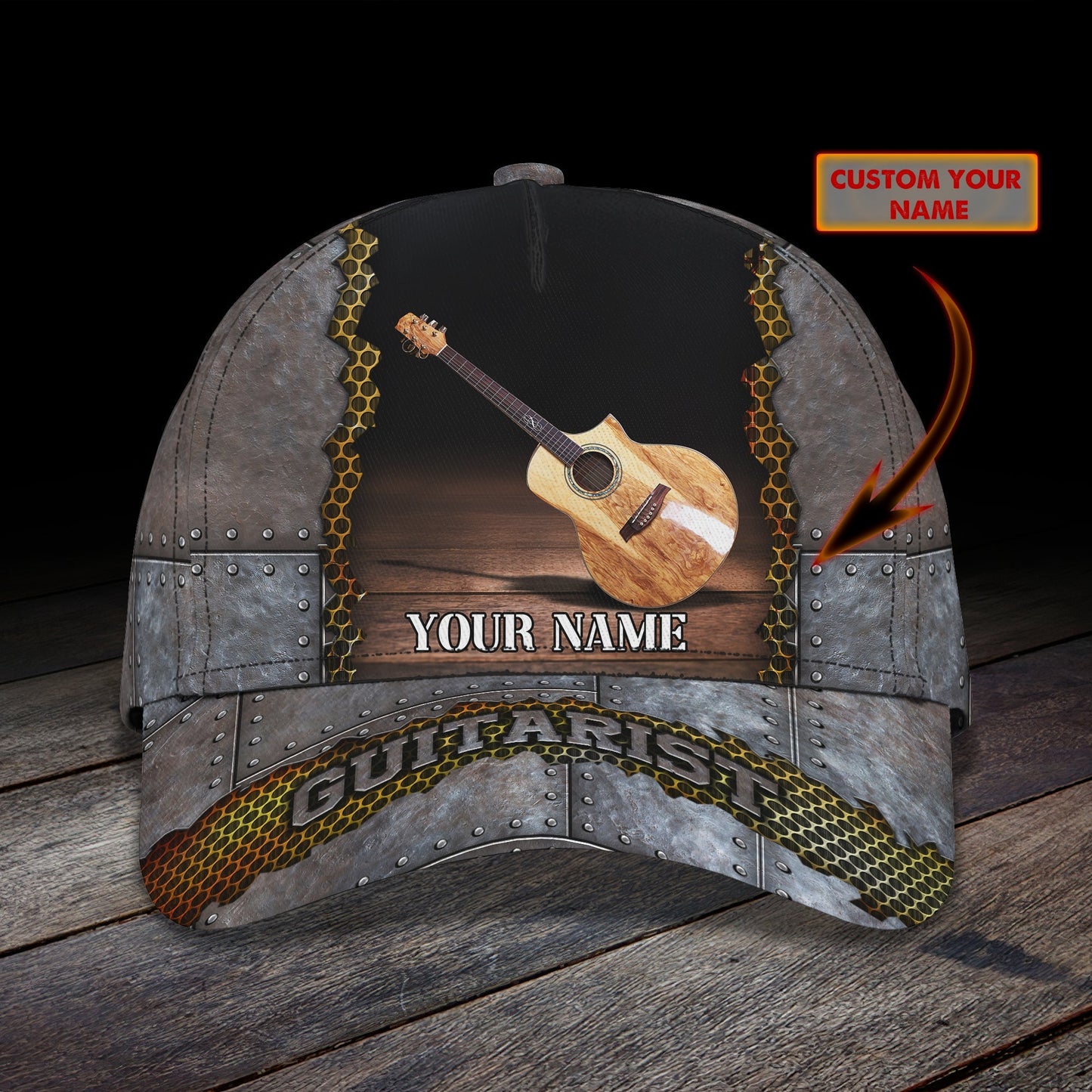 3D Classic Cap Love Guitar Personalized Name Cap Lasfour CA0770