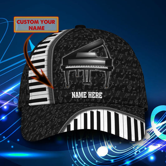 3D Classic Cap Piano Personalized Name Cap 05 Lasfour CA1714