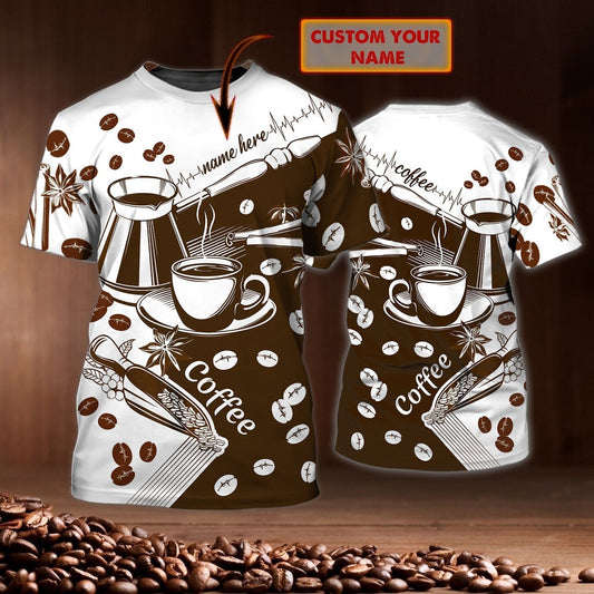 Personalized Coffee Love Shirt Men Women 3D All Over Print Coffee Bartender Tshirt Gift For Barista TO1754