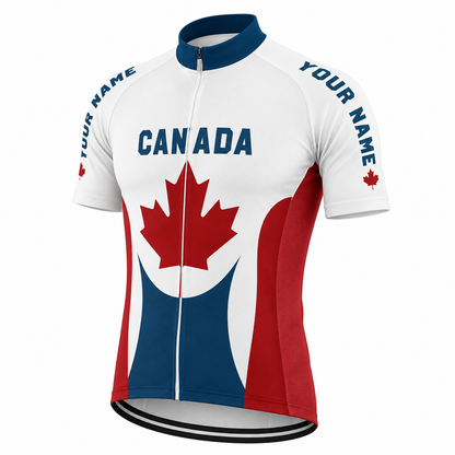 Canada Flag Custom Name Short Sleeve Men's Cycling Jersey, Custom Canadian Patriot Cycling Jerseys CG0823