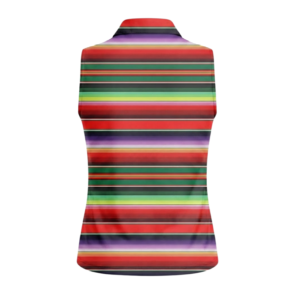 Women's Multicolor Stripes Sleeveless Golf Shirt, Womens Stripe Golf Shirts GZ0322