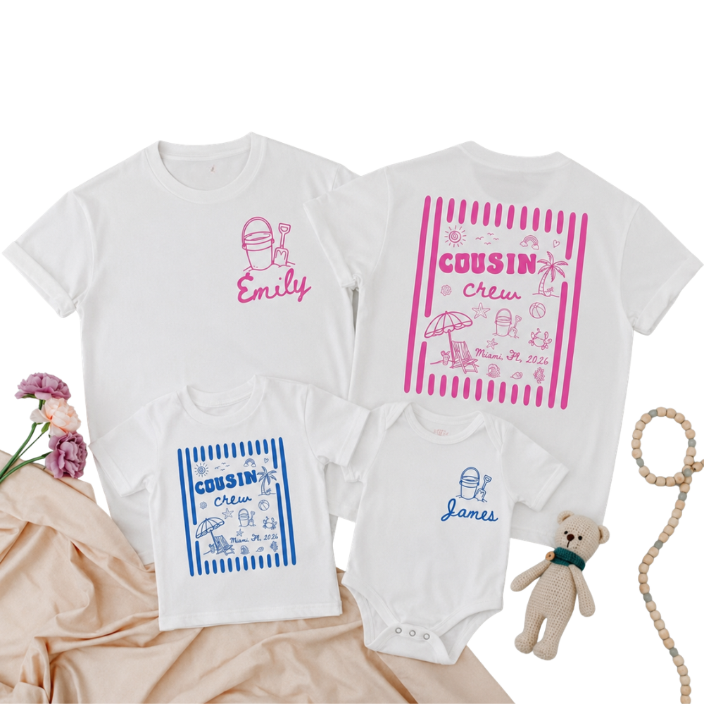 Personalized Cousin Crew Beach Matching T Shirt, Custom Beach Vacation Cousin Family Shirts ET1159