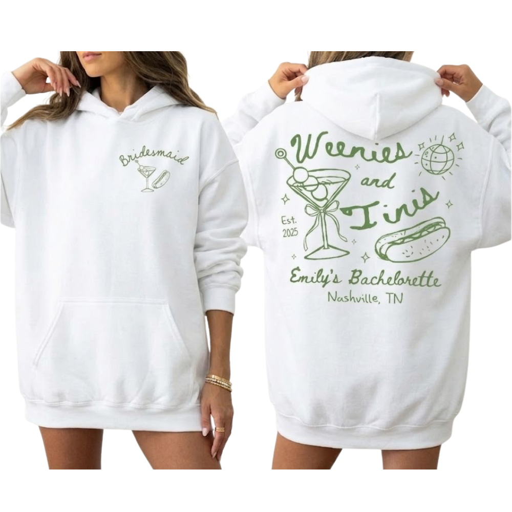 Weenies And Tinis Custom Bachelorette Matching Sweatshirt, Custom Bride Bridesmaid Sweatshirt For Bachelorette Party ET1473