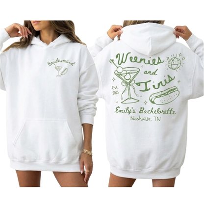 Weenies And Tinis Custom Bachelorette Matching Sweatshirt, Custom Bride Bridesmaid Sweatshirt For Bachelorette Party ET1473