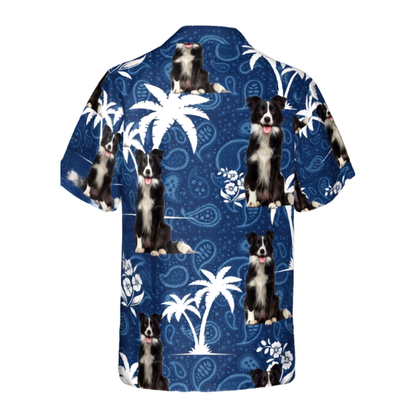Custom Dog Face Paisley Tropical Hawaiian Shirt, Custom Pet Photo Hawaiian Shirts Blue White HE0457