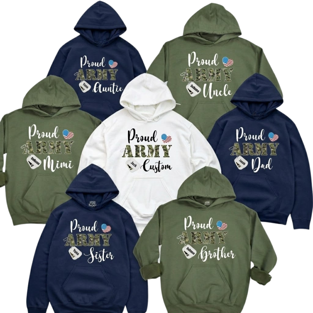 Proud Army Personalized Family Hoodies Matching, Custom Military Family Hoodies ET1336