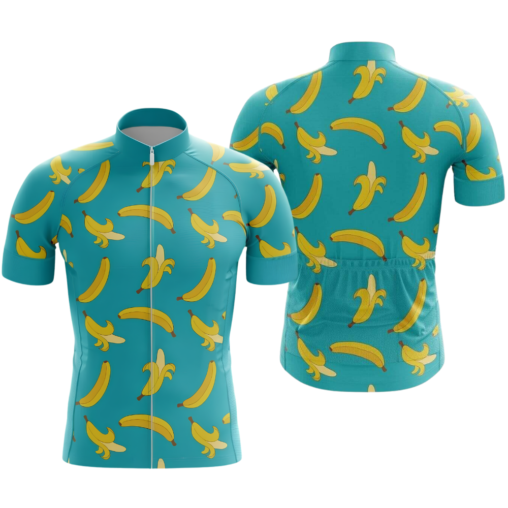 Men's Banana Cycling Short Sleeve Men Jersey, Yellow And Cyan Banana Cycling Jerseys CG0818