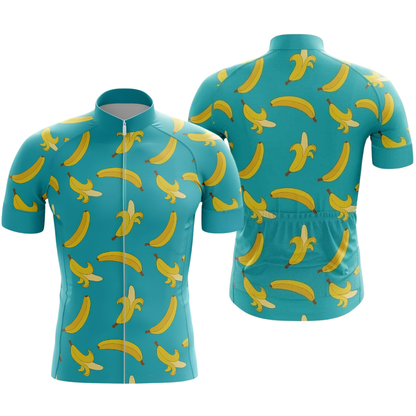 Men's Banana Cycling Short Sleeve Men Jersey, Yellow And Cyan Banana Cycling Jerseys CG0818