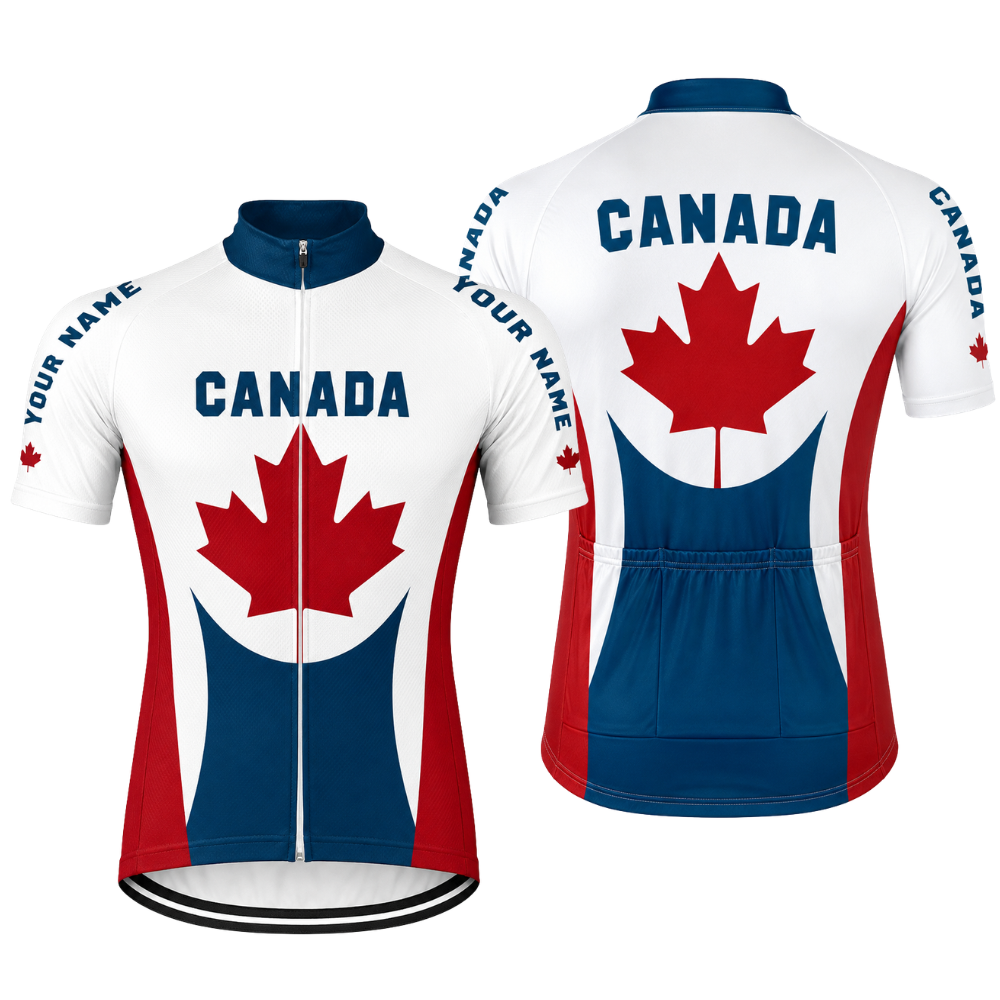 Canada Flag Custom Name Short Sleeve Men's Cycling Jersey, Custom Canadian Patriot Cycling Jerseys CG0823