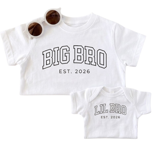 Big Bro Announcement Custom Year Matching Sibling T Shirt, Personalized Baby Reveal Sibling Shirts ET1258