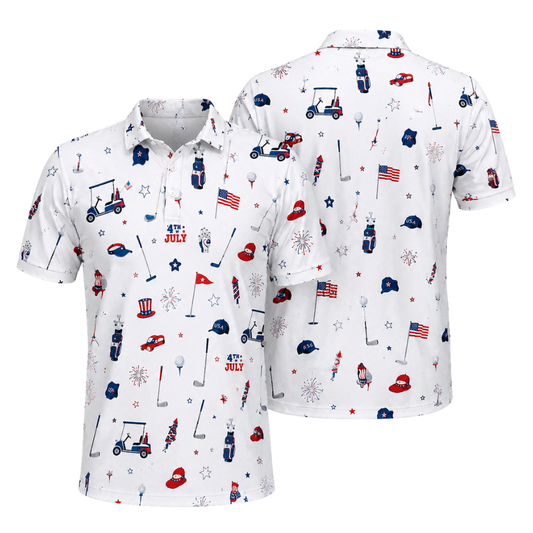 4th Of July Golf Polo Shirt For Men, Independence Day Golf Shirts GE0461