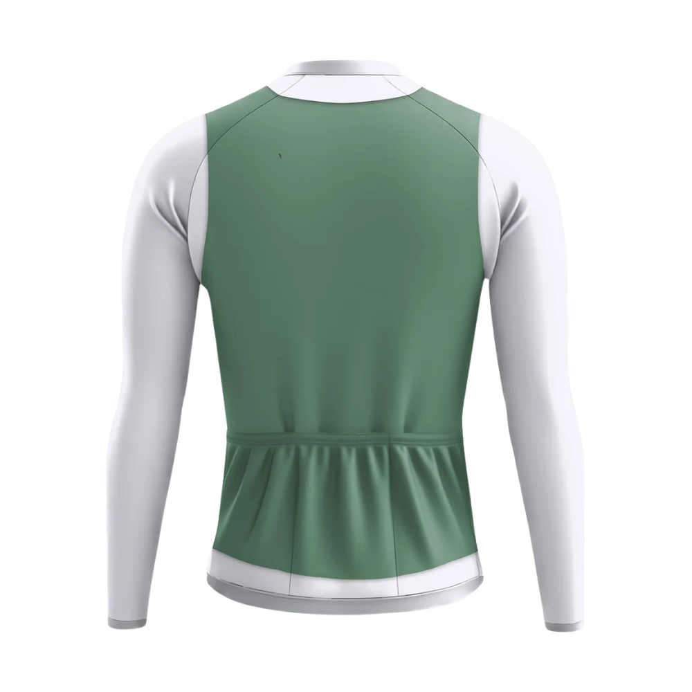 Men's Tuxedo Green White Cycling Long Sleeve Jersey, Elegant Tuxedo Cycling Jersey CG0821
