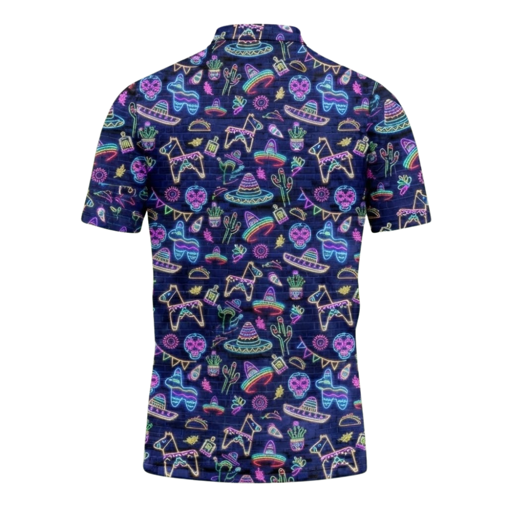 Men's Neon Cinco De Mayo Golf Polo Shirt, Mexican Fiesta Golf Shirts GZ0361