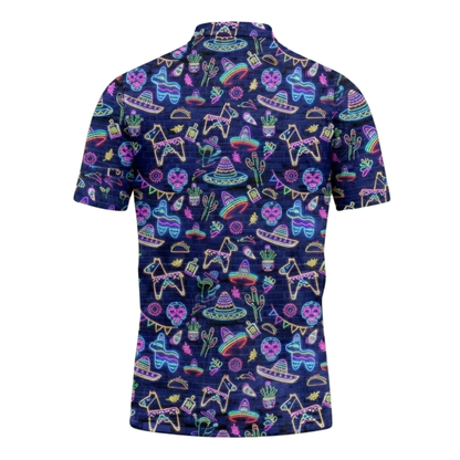Men's Neon Cinco De Mayo Golf Polo Shirt, Mexican Fiesta Golf Shirts GZ0361
