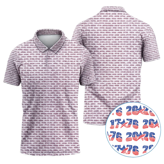 USA Flag 1766-2026 Pattern Men's Golf Polo Shirt, 4th Of July Golf Shirts GZ0285