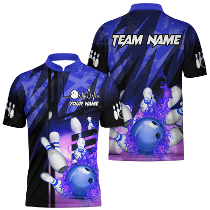 Custom Flaming Ball Red Bowling Jersey For Mens, Custom Flame Bowling Team Shirts BZ0569