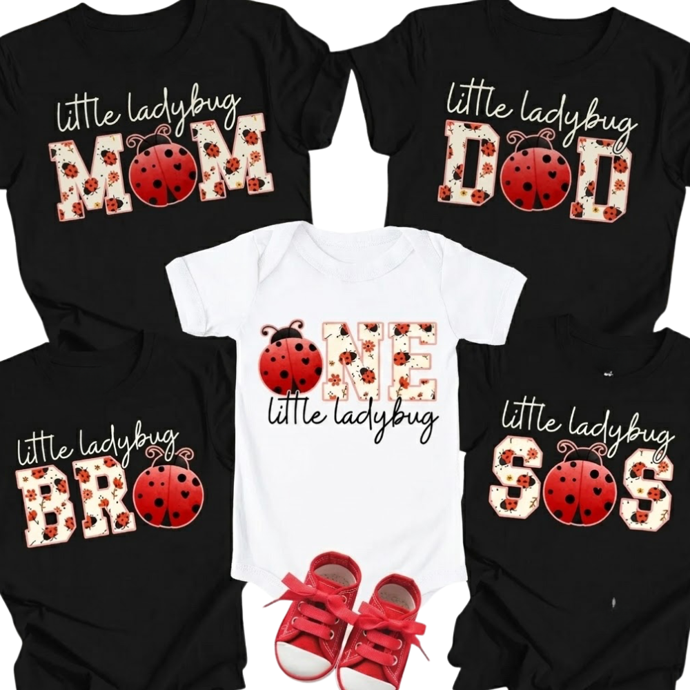 One Little Ladybug First Birthday Family Matching T Shirt, 1st Birthday Ladybug Family Shirts ET1270