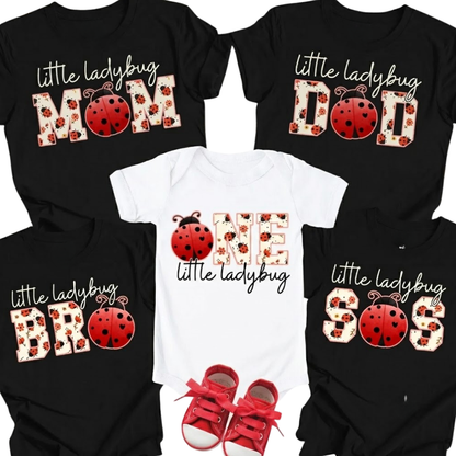 One Little Ladybug First Birthday Family Matching T Shirt, 1st Birthday Ladybug Family Shirts ET1270