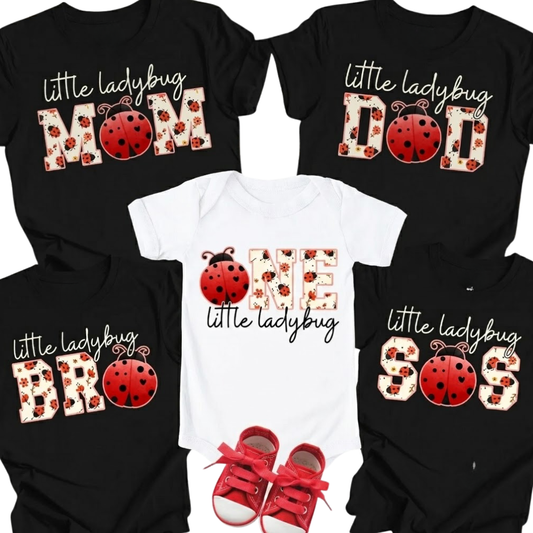One Little Ladybug First Birthday Family Matching T Shirt, 1st Birthday Ladybug Family Shirts ET1270