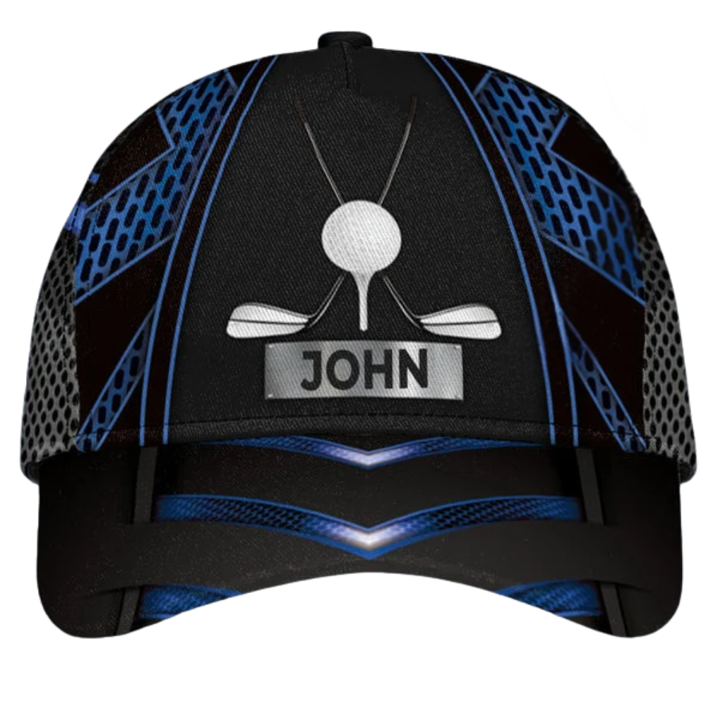 Personalized Golf Black Blue Baseball Cap, Custom Golf 3D Printed Hat CP0629
