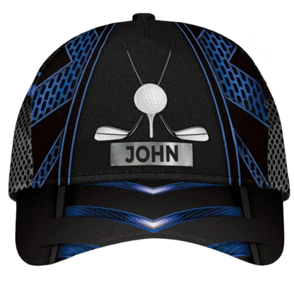 Personalized Golf Black Blue Baseball Cap, Custom Golf 3D Printed Hat CP0629