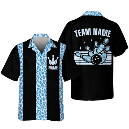 Custom Leopard Bowling Hawaiian Shirt For Women Men, Custom Leopard Bowling Team Shirts BE0205