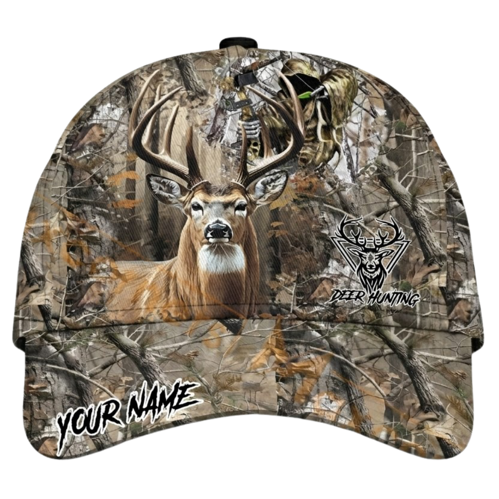 Personalized Deer Hunting Camo Baseball Cap 3D Printed, Custom Name Deer Cap For Hunter CP0544
