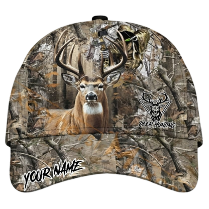 Personalized Deer Hunting Camo Baseball Cap 3D Printed, Custom Name Deer Cap For Hunter CP0544