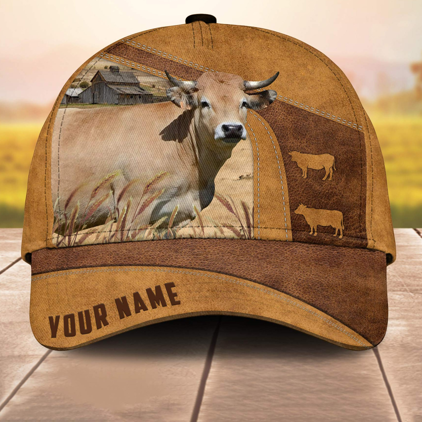 Custom Name Aubrac Cale 3D Cap 3D All Over Print Baseball Cap, Cap For Farm Lovers, Animal Cap, Leather Pattern Cap CA3079