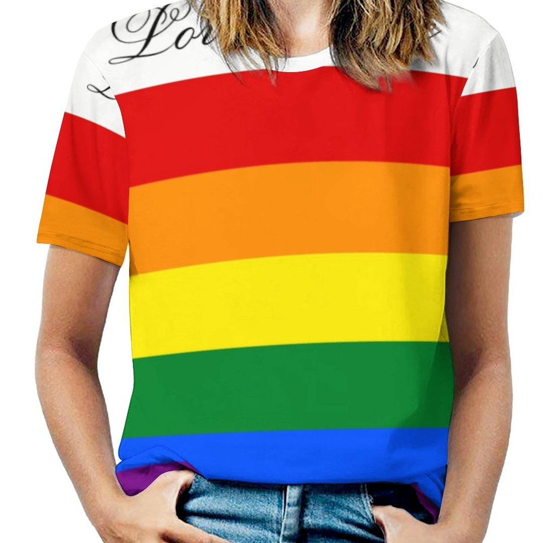 Love Equality Rainbow Flag Lgbt Lesbian Gay Pride Short Sleeve Shirt Women Plus Size Blouse Tunics Tops LO0914