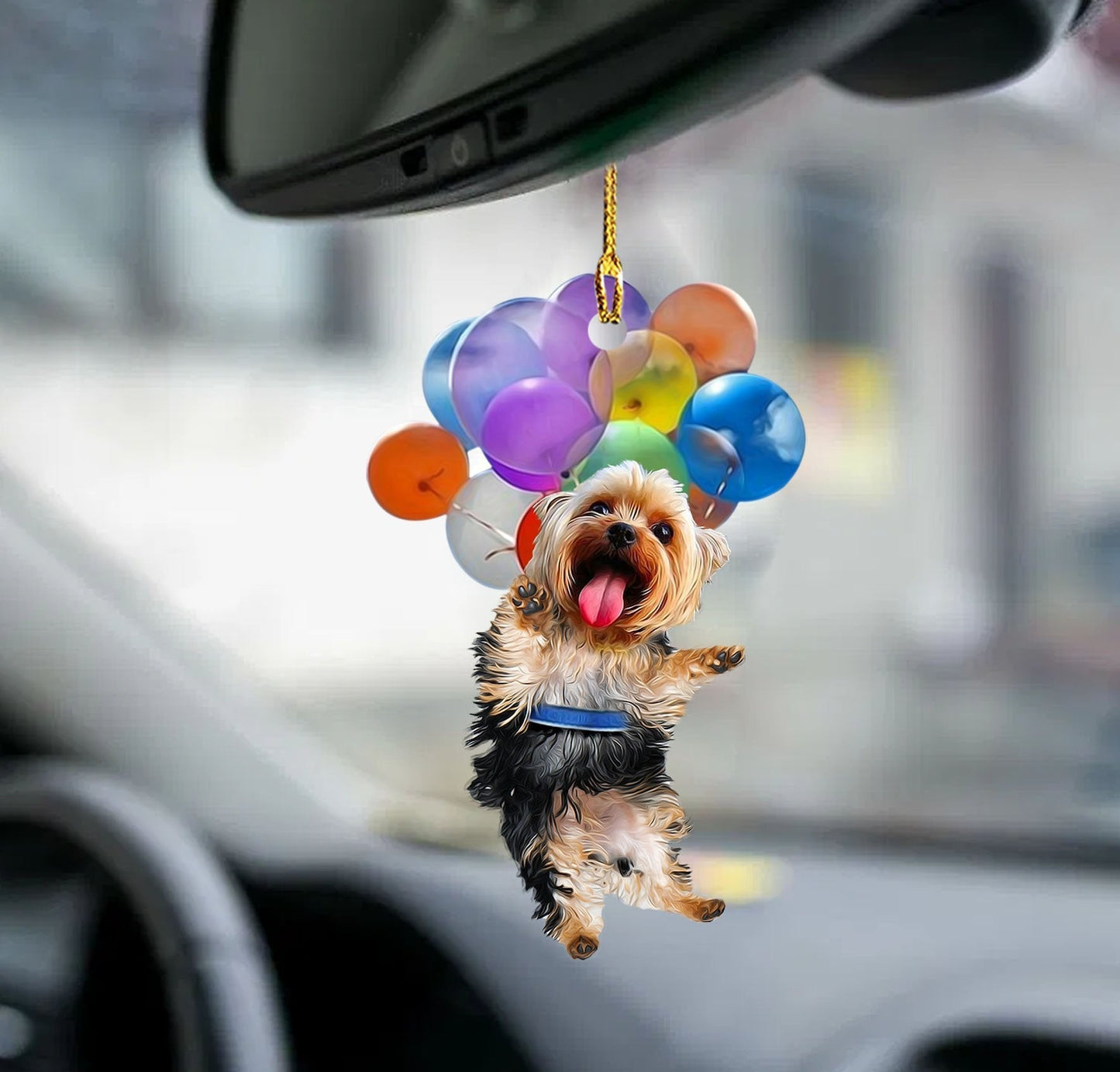Yorkshire Terrier Dog Fly With Bubbles Car Ornament Dog Ornament Lasfour OO0776
