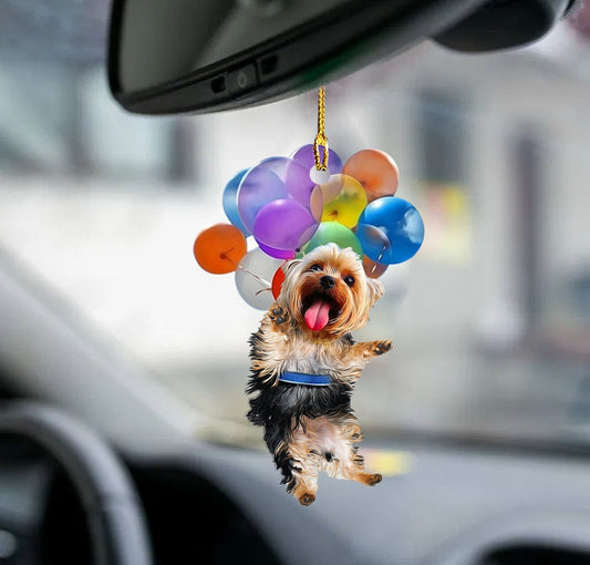 Yorkshire Terrier Dog Fly With Bubbles Car Ornament Dog Ornament Lasfour OO0776