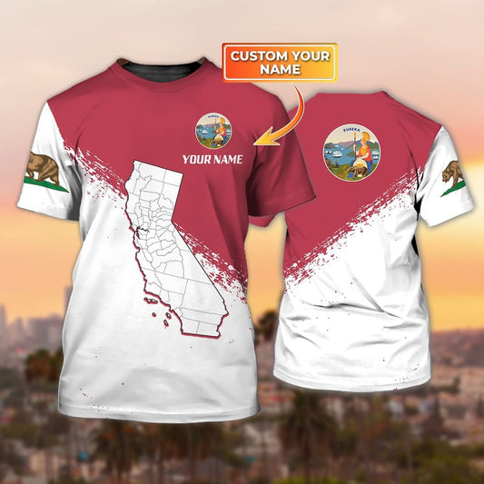 Personalized 3D Full Print California Tshirt, California Map Shirts, California Shirt TO0705