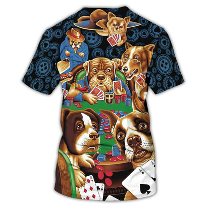 Poker Dogs 3D Tshirt, Funny Dog All Over Printed Shirt, Poker Shirt TO0821