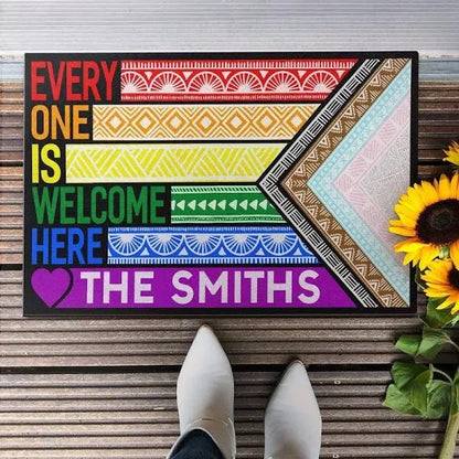 Pride Doormat Everyone Is Welcome Here, Lgbtq+ Pride Doormat, Lgbt Home Doormat LO1315